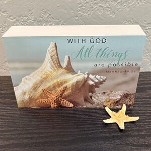 Inspirational Starfish and Shell Decor Block